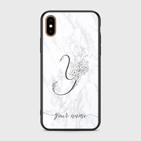 iPhone XS Max Cover -Personalized Alphabet Series - HQ Ultra Shine Premium Infinity Glass Soft Silicon Borders Case