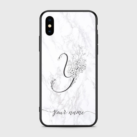 iPhone XS / X Cover -Personalized Alphabet Series - HQ Ultra Shine Premium Infinity Glass Soft Silicon Borders Case