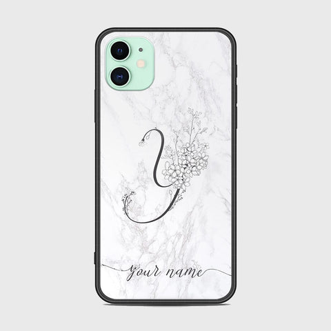 iPhone 11 Cover -Personalized Alphabet Series - HQ Ultra Shine Premium Infinity Glass Soft Silicon Borders Case