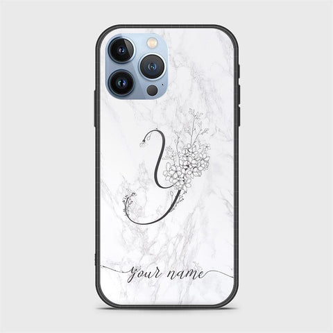 iPhone 14 Pro Max Cover - Personalized Alphabet Series - HQ Ultra Shine Premium Infinity Glass Soft Silicon Borders Case