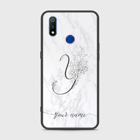 Realme 3 Cover - Personalized Alphabet Series - HQ Ultra Shine Premium Infinity Glass Soft Silicon Borders Case