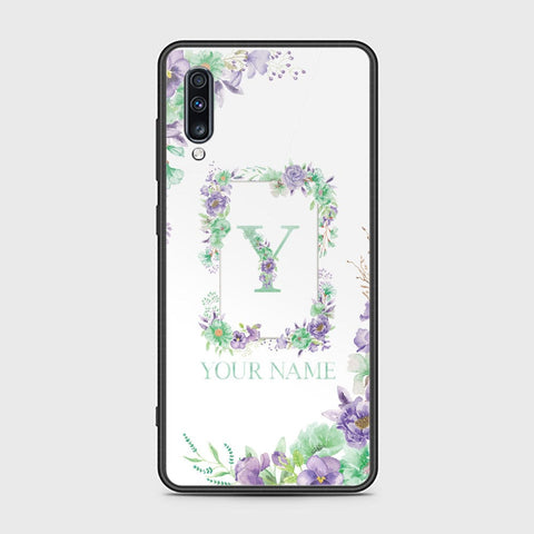 Samsung Galaxy A70 Cover - Personalized Alphabet Series - HQ Ultra Shine Premium Infinity Glass Soft Silicon Borders Case