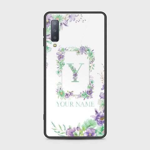 Samsung Galaxy A7 2018 Cover - Personalized Alphabet Series Series - HQ Ultra Shine Premium Infinity Glass Soft Silicon Borders Case