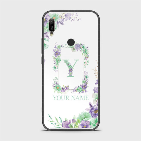 Huawei Y6 2019 / Y6 Prime 2019 Cover - Personalized Alphabet Series - HQ Ultra Shine Premium Infinity Glass Soft Silicon Borders Case