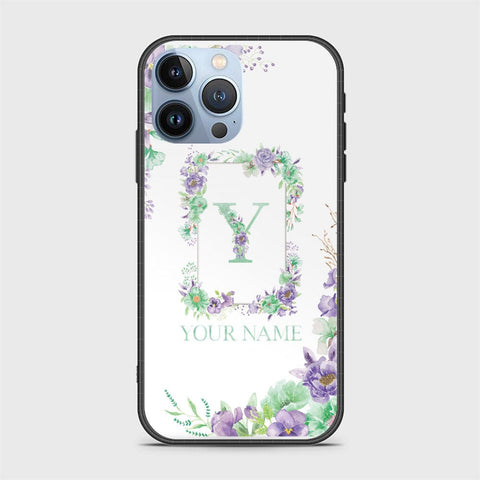 iPhone 14 Pro Max Cover - Personalized Alphabet Series - HQ Ultra Shine Premium Infinity Glass Soft Silicon Borders Case