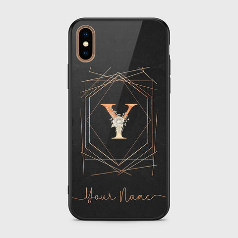 iPhone XS Max Cover -Personalized Alphabet Series - HQ Ultra Shine Premium Infinity Glass Soft Silicon Borders Case