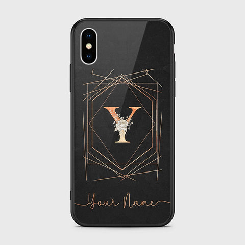 iPhone XS / X Cover -Personalized Alphabet Series - HQ Ultra Shine Premium Infinity Glass Soft Silicon Borders Case