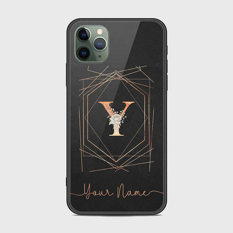 iPhone 11 Pro Max Cover -Personalized Alphabet Series - HQ Ultra Shine Premium Infinity Glass Soft Silicon Borders Case