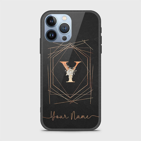iPhone 14 Pro Max Cover - Personalized Alphabet Series - HQ Ultra Shine Premium Infinity Glass Soft Silicon Borders Case