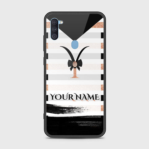 Samsung Galaxy M11 Cover - Personalized Alphabet Series Series - HQ Ultra Shine Premium Infinity Glass Soft Silicon Borders Case