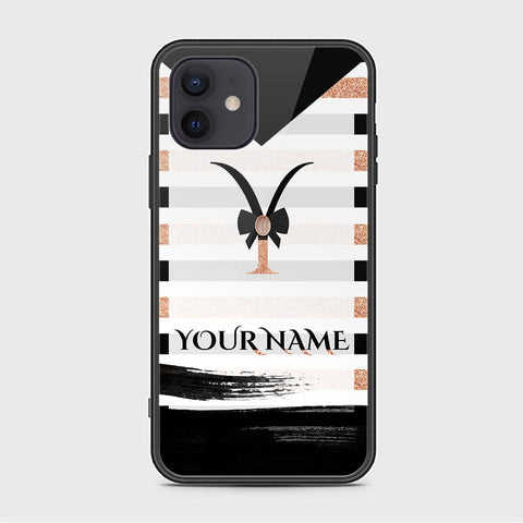 iPhone 12 Mini Cover - Personalized Alphabet Series Series - HQ Ultra Shine Premium Infinity Glass Soft Silicon Borders Case
