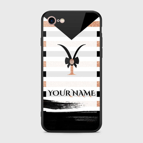 iPhone 8 / 7 Cover -Personalized Alphabet Series - HQ Ultra Shine Premium Infinity Glass Soft Silicon Borders Case