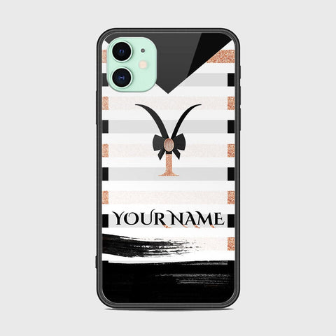 iPhone 11 Cover -Personalized Alphabet Series - HQ Ultra Shine Premium Infinity Glass Soft Silicon Borders Case