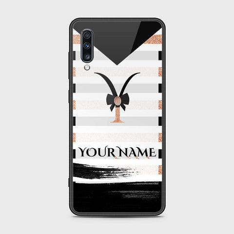 Samsung Galaxy A70 Cover - Personalized Alphabet Series - HQ Ultra Shine Premium Infinity Glass Soft Silicon Borders Case