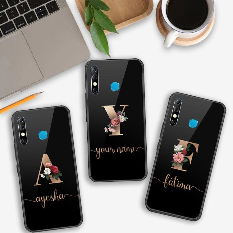Infinix Hot 8Cover - Personalized Alphabet Series - HQ Ultra Shine Premium Infinity Glass Soft Silicon Borders Case