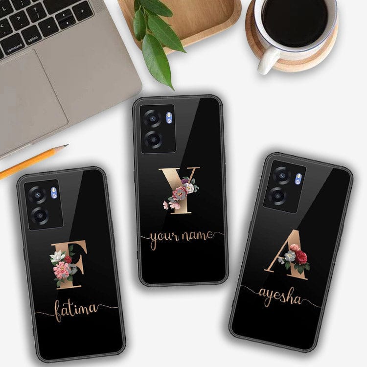Oppo A77 5G Cover- Personalized Alphabet Series - HQ Ultra Shine Premium Infinity Glass Soft Silicon Borders Case