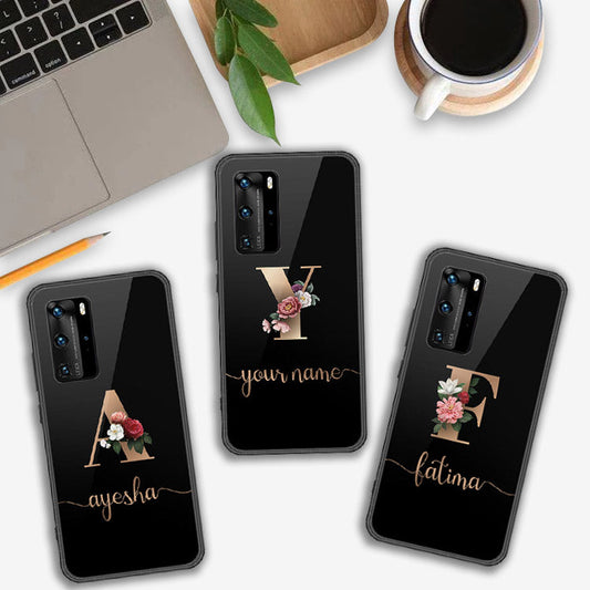 Huawei P40 Pro Cover- Personalized Alphabet Series - HQ Ultra Shine Premium Infinity Glass Soft Silicon Borders Case
