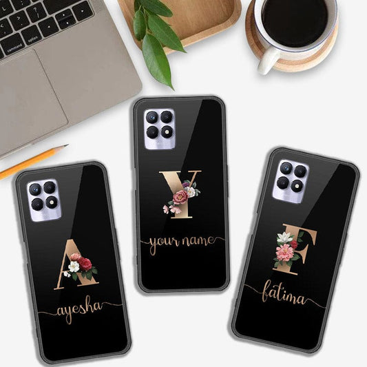 Realme 8i Cover - Personalized Alphabet Series - HQ Ultra Shine Premium Infinity Glass Soft Silicon Borders Case