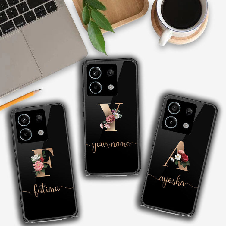 Xiaomi Redmi Note 13 Cover- Personalized Alphabet Series - HQ Ultra Shine Premium Infinity Glass Soft Silicon Borders Case