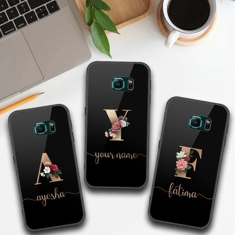 Samsung Galaxy S6 Edge Cover - Personalized Alphabet Series - HQ Ultra Shine Premium Infinity Glass Soft Silicon Borders Case