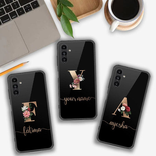 Samsung Galaxy A04s Cover- Personalized Alphabet Series - HQ Ultra Shine Premium Infinity Glass Soft Silicon Borders Case