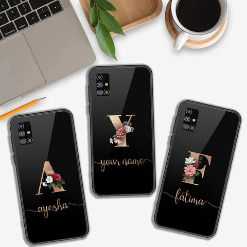 Samsung Galaxy M31s Cover - Personalized Alphabet Series - HQ Ultra Shine Premium Infinity Glass Soft Silicon Borders Case