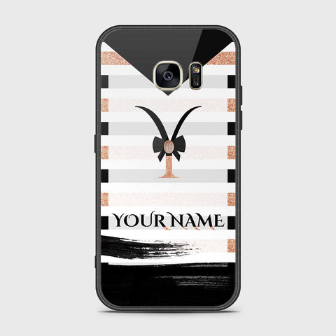 Samsung Galaxy S7 Cover - Personalized Alphabet Series - HQ Ultra Shine Premium Infinity Glass Soft Silicon Borders Case