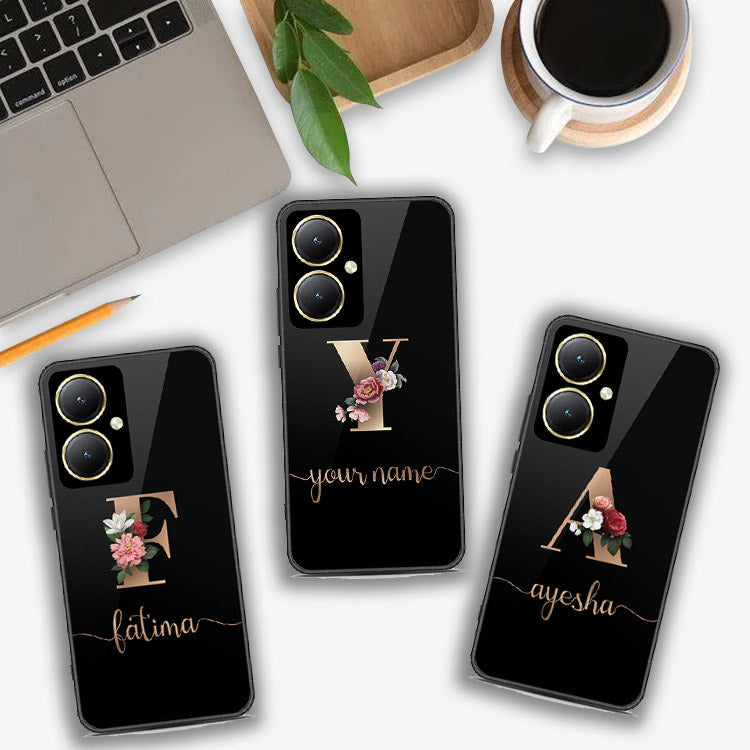 Vivo Y35m Plus Cover- Personalized Alphabet Series - HQ Ultra Shine Premium Infinity Glass Soft Silicon Borders Case