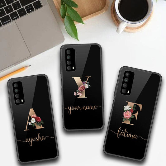 Huawei Y7a Cover - Personalized Alphabet Series - HQ Ultra Shine Premium Infinity Glass Soft Silicon Borders Case