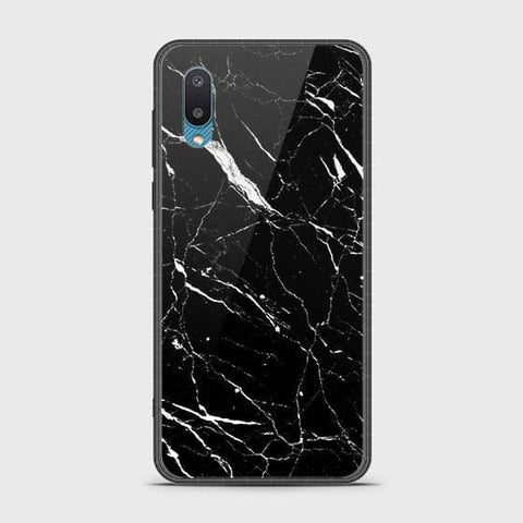 Samsung Galaxy A02 Cover - Black Marble Series - HQ Ultra Shine Premium Infinity Glass Soft Silicon Borders Case