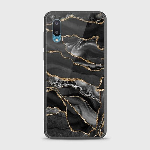 Samsung Galaxy A02 Cover - Black Marble Series - HQ Ultra Shine Premium Infinity Glass Soft Silicon Borders Case