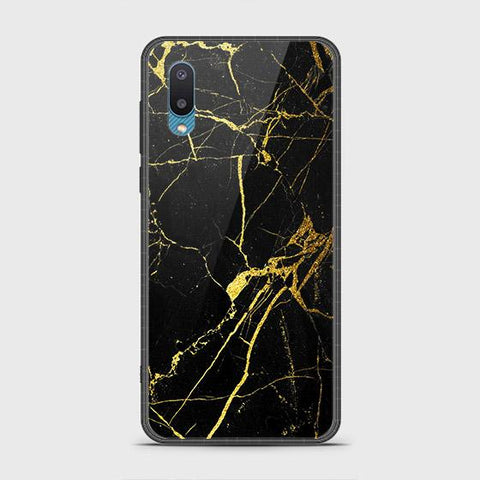 Samsung Galaxy A02 Cover - Black Marble Series - HQ Ultra Shine Premium Infinity Glass Soft Silicon Borders Case