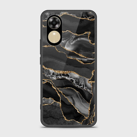 Oppo A17k Cover- Black Marble Series - HQ Ultra Shine Premium Infinity Glass Soft Silicon Borders Case
