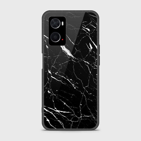 Oppo A76 Cover- Black Marble Series - HQ Ultra Shine Premium Infinity Glass Soft Silicon Borders Case