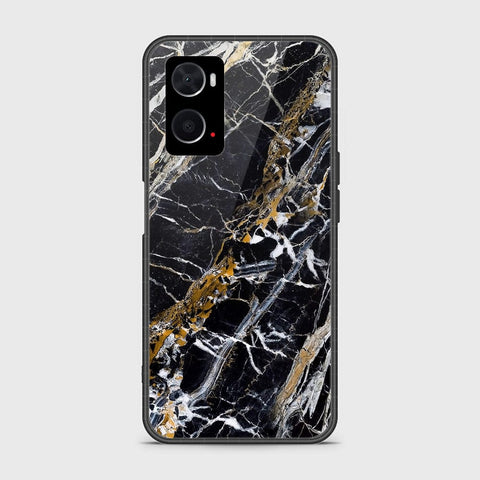 Oppo A76 Cover- Black Marble Series - HQ Ultra Shine Premium Infinity Glass Soft Silicon Borders Case