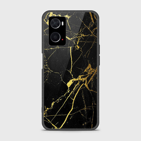 Oppo A76 Cover- Black Marble Series - HQ Ultra Shine Premium Infinity Glass Soft Silicon Borders Case