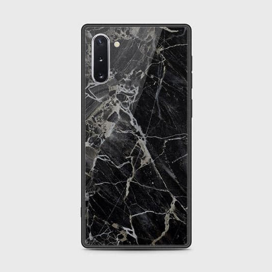 Samsung Galaxy Note 10 Cover - Black Marble Series - HQ Ultra Shine Premium Infinity Glass Soft Silicon Borders Case