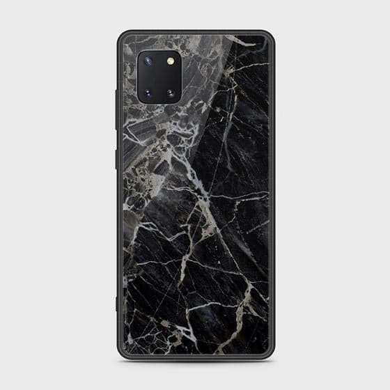 Samsung Galaxy Note 10 Lite Cover - Black Marble Series - HQ Ultra Shine Premium Infinity Glass Soft Silicon Borders Case