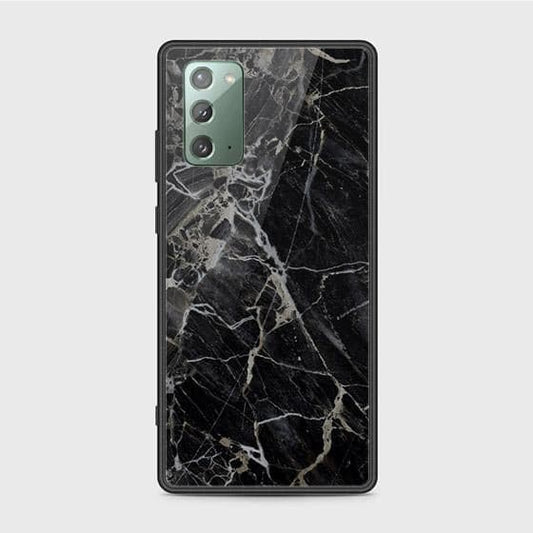Samsung Galaxy Note 20 Cover - Black Marble Series - HQ Ultra Shine Premium Infinity Glass Soft Silicon Borders Case