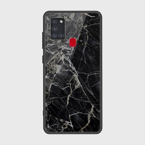 Samsung Galaxy A21s Cover - Black Marble Series - HQ Ultra Shine Premium Infinity Glass Soft Silicon Borders Case