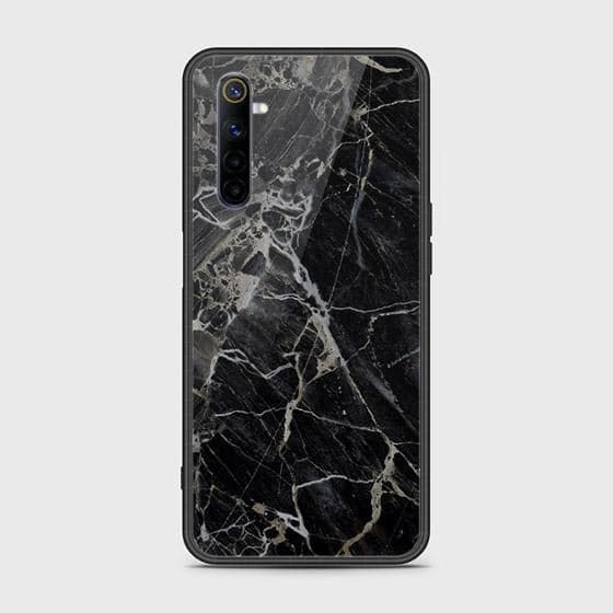 Realme 6 Cover - Black Marble Series - HQ Ultra Shine Premium Infinity Glass Soft Silicon Borders Case