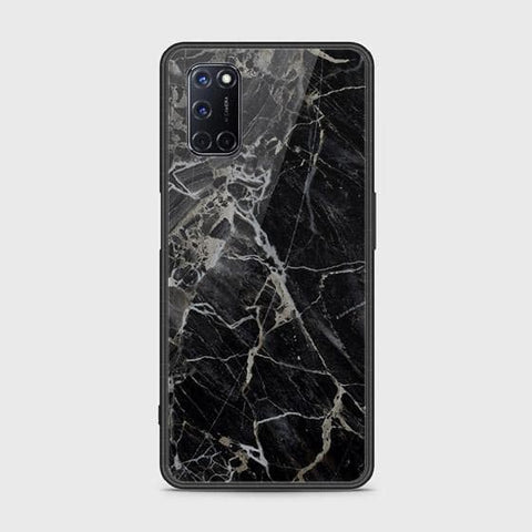 Oppo A52 Cover - Black Marble Series - HQ Ultra Shine Premium Infinity Glass Soft Silicon Borders Case