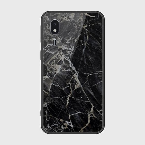 Samsung Galaxy A2 Core Cover - Black Marble Series - HQ Ultra Shine Premium Infinity Glass Soft Silicon Borders Case