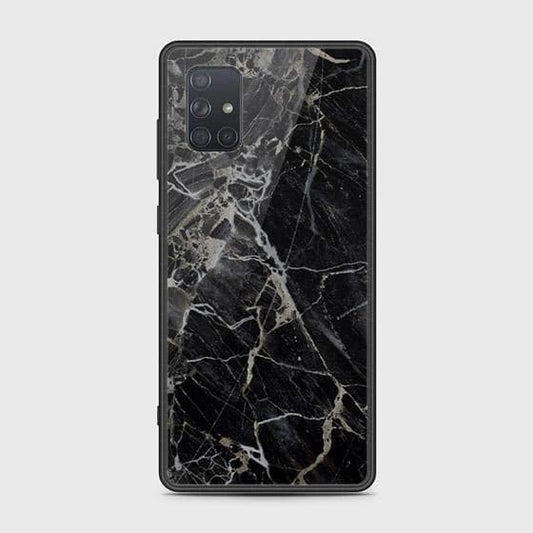 Samsung Galaxy A71 Cover - Black Marble Series - HQ Ultra Shine Premium Infinity Glass Soft Silicon Borders Case