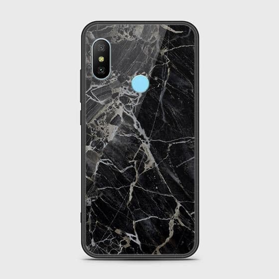 Xiaomi Redmi Note 6 Pro Cover - Black Marble Series - HQ Ultra Shine Premium Infinity Glass Soft Silicon Borders Case