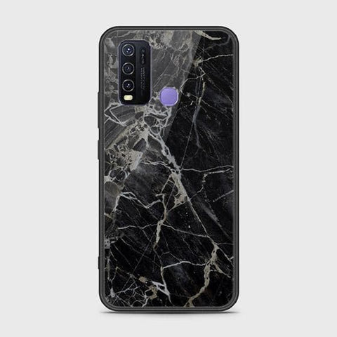 Vivo Y30 Cover - Black Marble Series - HQ Ultra Shine Premium Infinity Glass Soft Silicon Borders Case