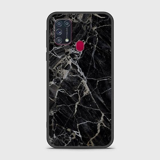 Samsung Galaxy M31 Cover - Black Marble Series - HQ Ultra Shine Premium Infinity Glass Soft Silicon Borders Case