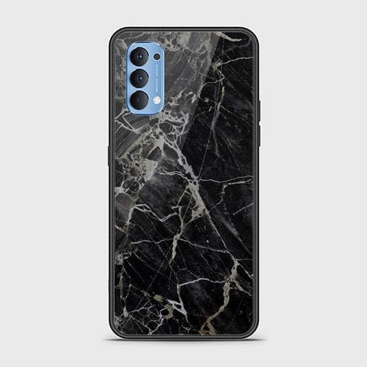 Oppo Reno 4 Cover - Black Marble Series - HQ Ultra Shine Premium Infinity Glass Soft Silicon Borders Case