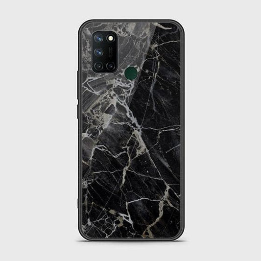 Realme 7i Cover - Black Marble Series - HQ Ultra Shine Premium Infinity Glass Soft Silicon Borders Case