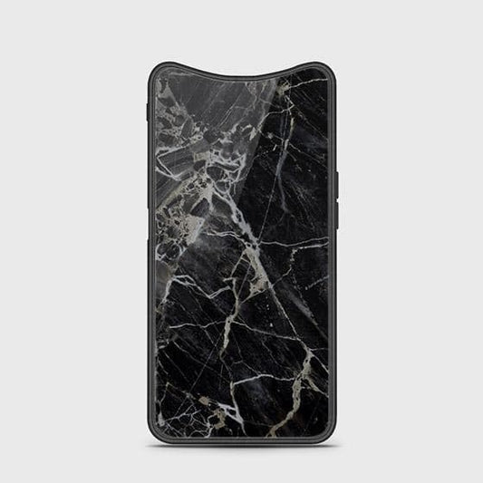 Oppo Find X Cover - Black Marble Series - HQ Ultra Shine Premium Infinity Glass Soft Silicon Borders Case